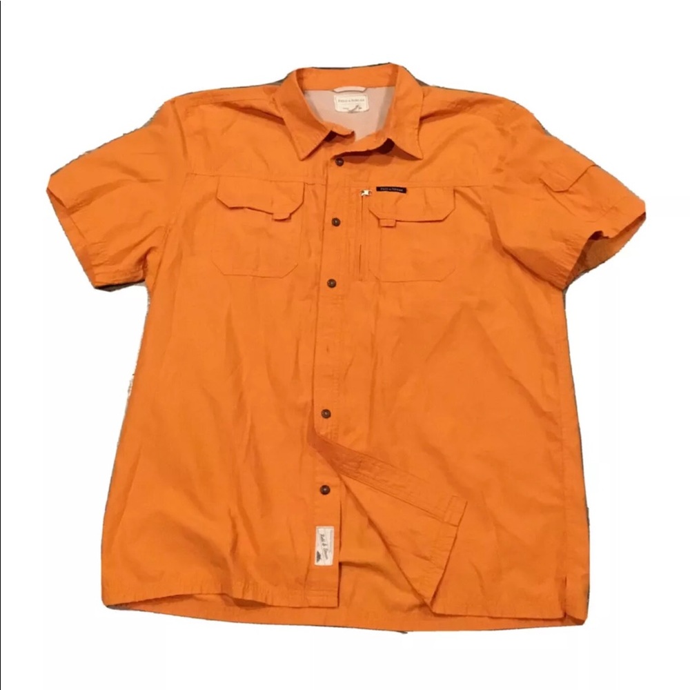 Field and Stream Mens Button Down Vented Shirt Orange Size Large Outdoor Fishing
